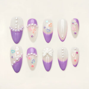 Press on nails lovely purple 1023