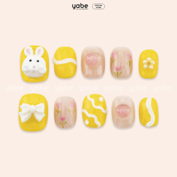 Press on nails lovely yellow 1027