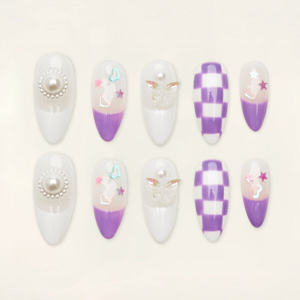 Press on nails beauty purple 1050