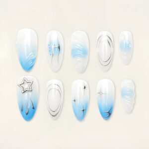 Press on nails beauty blue 1052