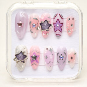 Press on nails shinny purple 1110