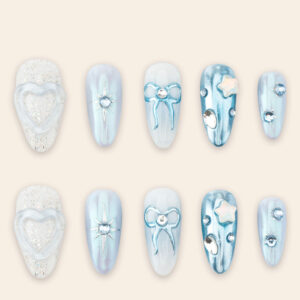 Press on nails shinny blue 1114