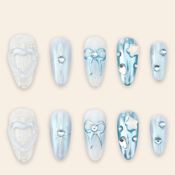 Press on nails shinny blue 1114