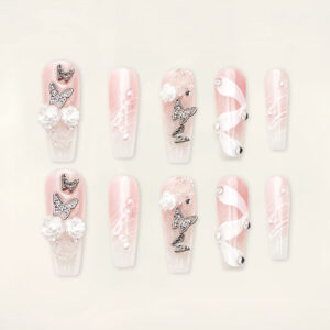 Press on nails shinny pink 1118