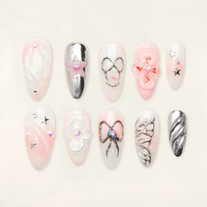 Press on nails trendy pink 1128