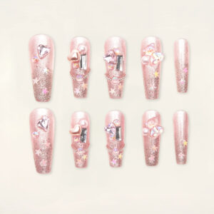 Press on nails shinny pink 1132