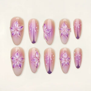 Press on nails trendy purple 1145