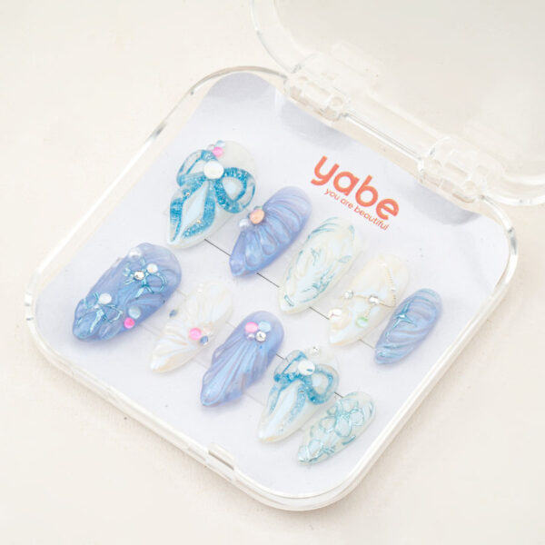 Press on nails shinny blue 1167