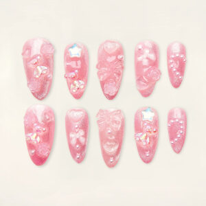 Press on nails beauty pink 1232