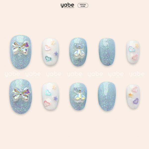 Press on nails lovely blue 1324