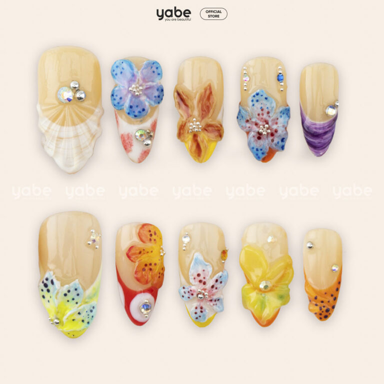 Yabe Vietnam - Manufacturer & Wholesaler of Handmade Press on Nails 53 Press on nails luxury mixcolor 3d 1442