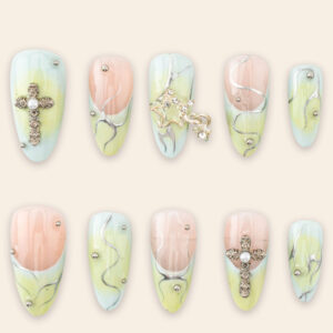 Press on nails shinny green 1563