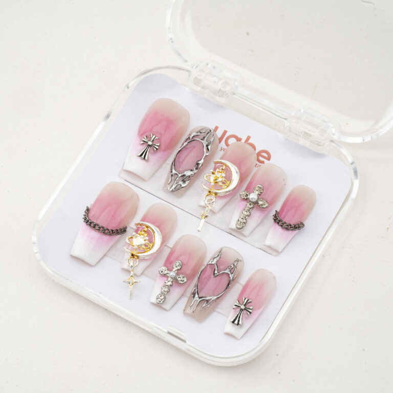 Press on nails shinny pink 1566