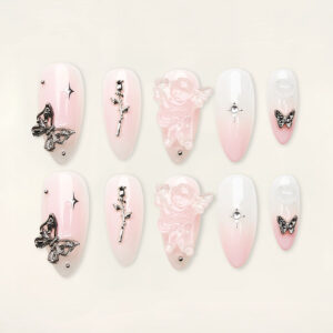 Press on nails shinny pink 1584