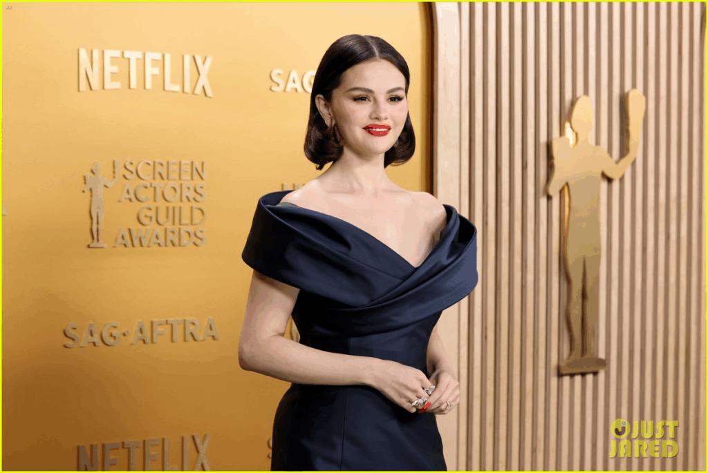 Selena gomez’s bold 80s-inspired red nails stole the show at the 2025 sag awards