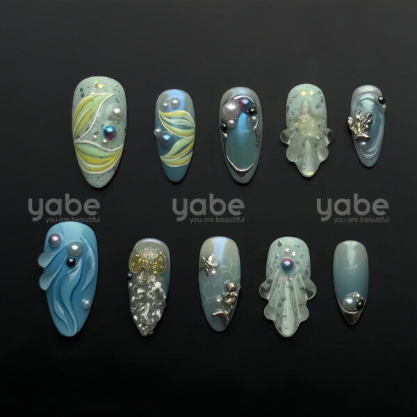 Ocean enchant splash press on nails