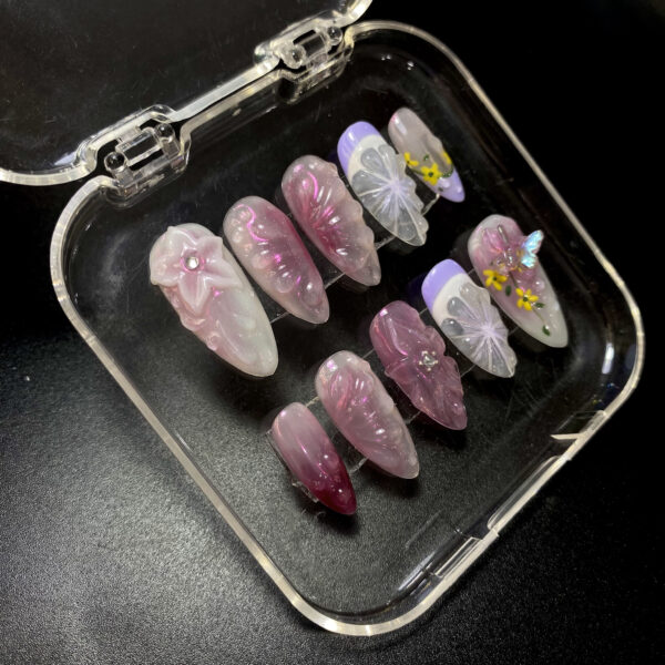 Delicate bloom pink press on nails