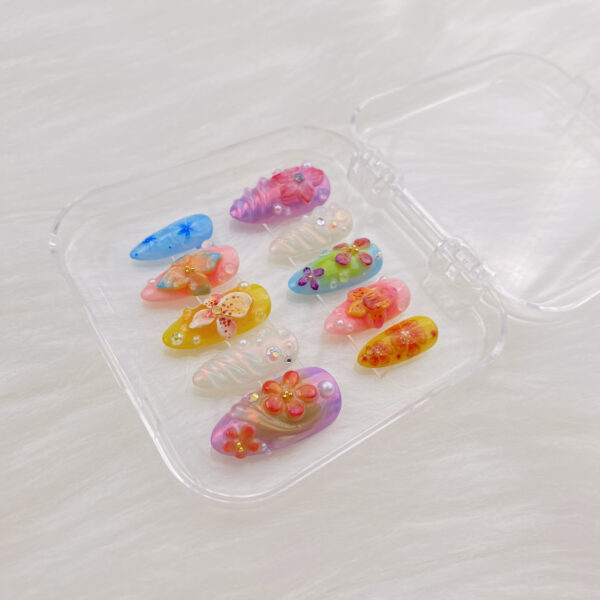 Tropical bloom splash press on nails
