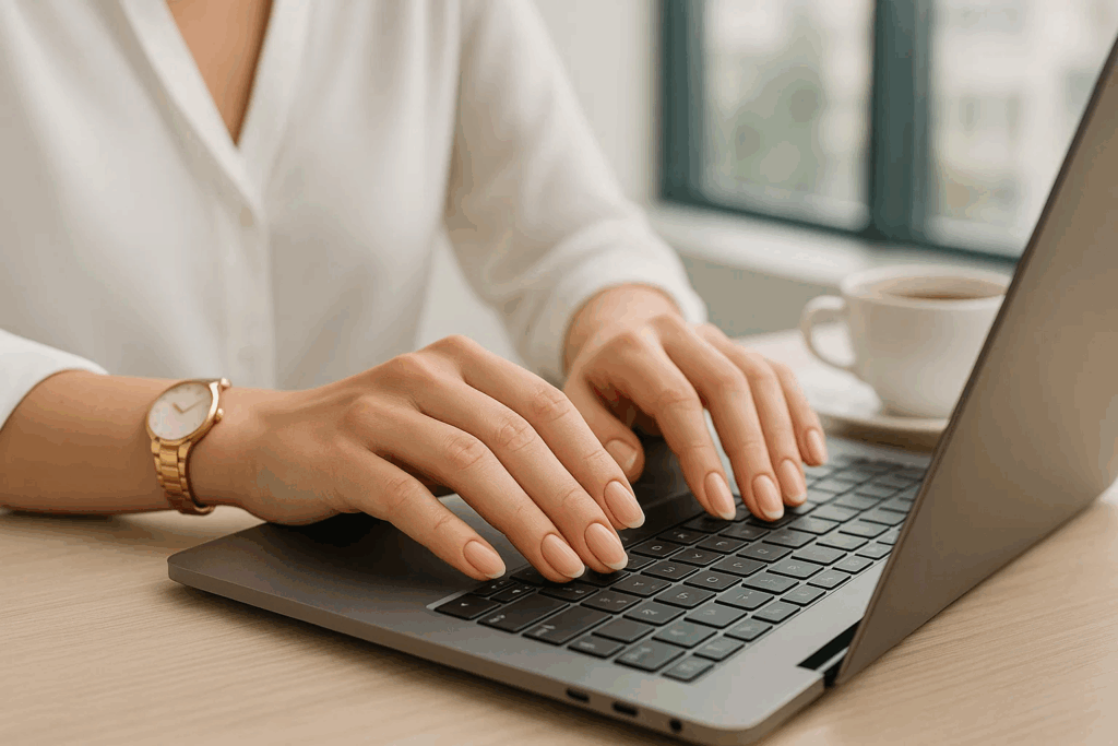 Everyday elegance: minimalist press on nails from yabe vietnam for office-ready chic