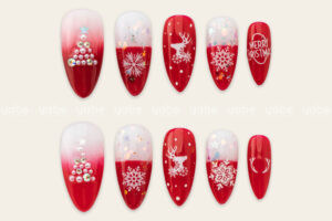Adorable christmas press-on nails ideas